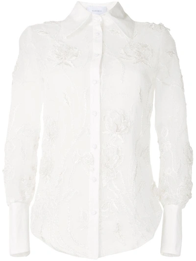 Marchesa Embroidered Floral Shirt In White