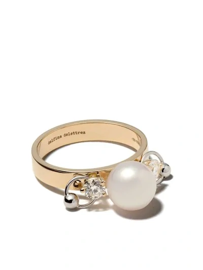 Delfina Delettrez 18kt White And Yellow Gold Two In One Diamond Ring In Metallic