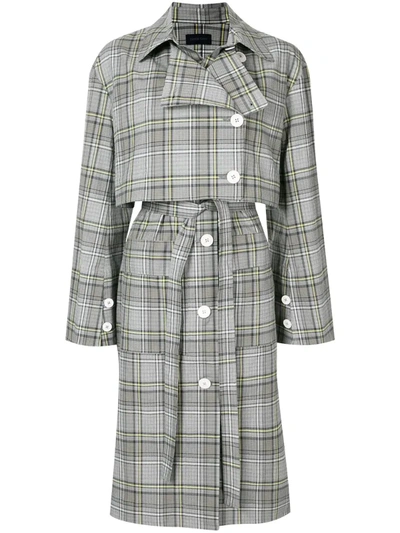Eudon Choi Lois Checked Trench Coat In Multicolour