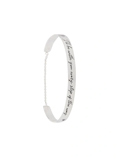 Tod's Slogan Engraved Bracelet In Silver