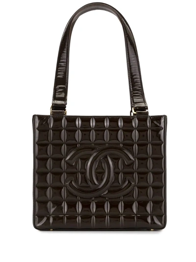 Pre-owned Chanel 2002s Choco Bar Shoulder Tote Bag In Black