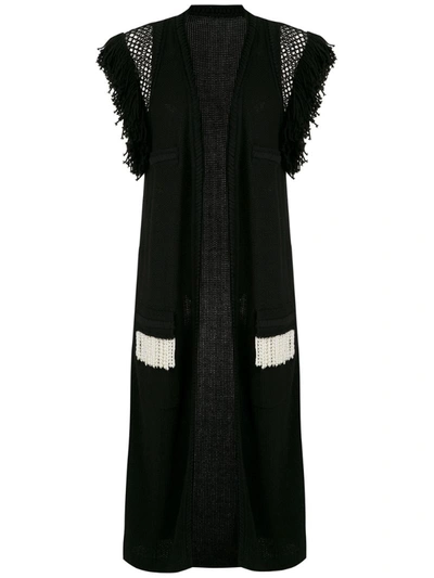 Andrea Bogosian Rosalia Knitted Long Vest In Black