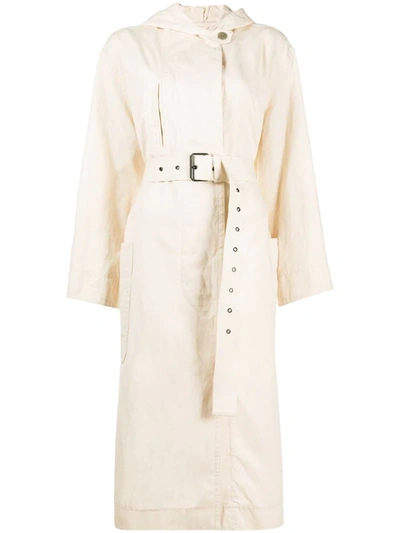 Isabel Marant Étoile Belted Hooded Trench Coat In Neutrals