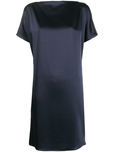 Gianluca Capannolo Short Sleeve Draped Back Dress In Blue