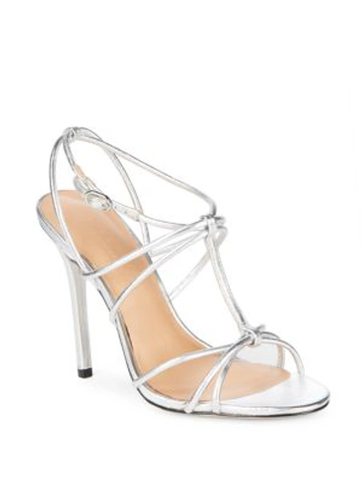 Halston Heritage Strappy Leather Pumps In Silver