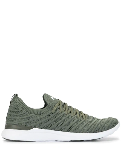 Apl Athletic Propulsion Labs Techloom Wave Ribbed Knit Sneakers In Green