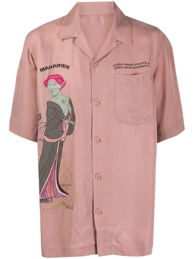 Maharishi Space Geisha Embroidered Shirt In Pink