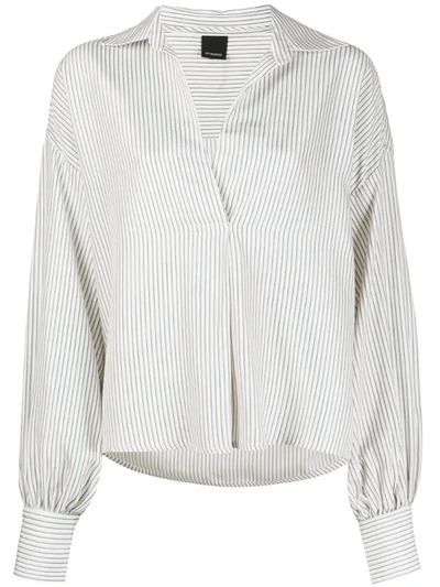 Pinko Loose Fit Striped Print Shirt In Neutrals