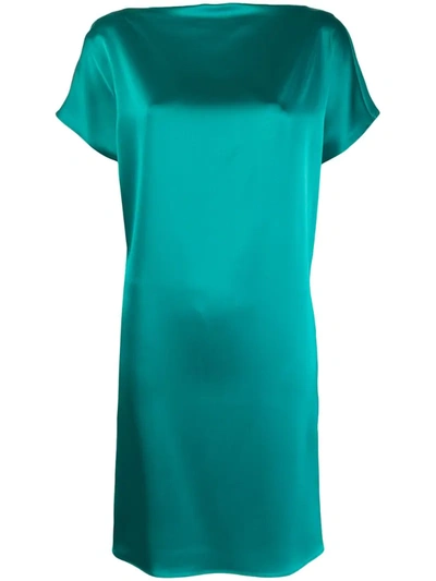 Gianluca Capannolo Short Sleeve Draped Back Dress In Green