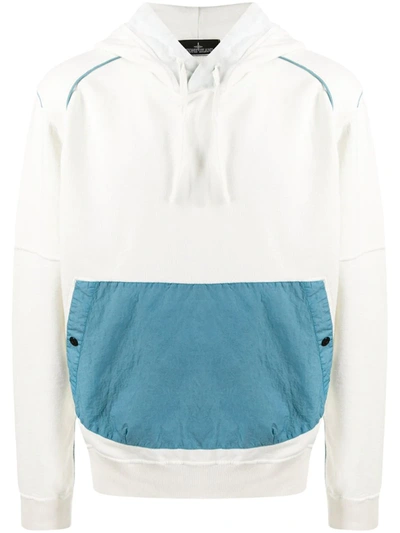 Stone Island Shadow Project Contrast Piped Hoodie In White