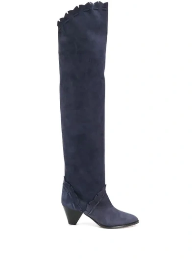 Isabel Marant Over-the-knee Low-heel Boots In Blue