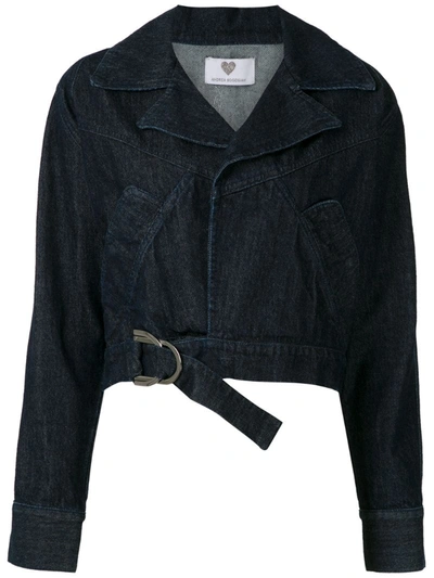 Andrea Bogosian Run Cropped Denim Jacket In Blue