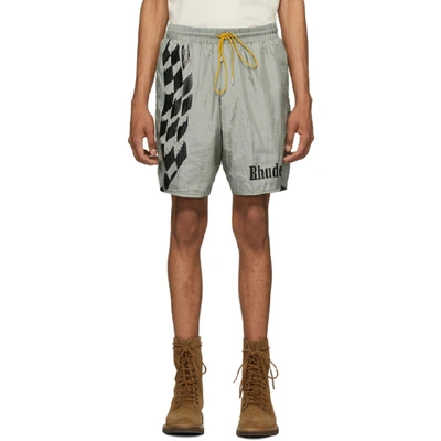 Rhude Geometric Print Swim Short In Sil