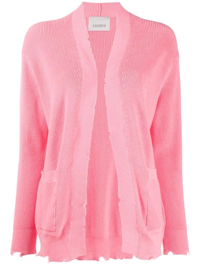 Laneus Distressed Open-front Cardigan In Pink