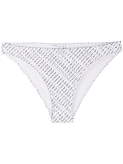 Calvin Klein Diagonal Logo Bikini Bottoms In White