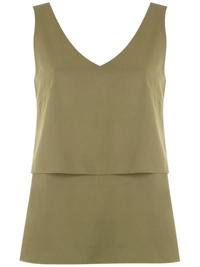 Alcaçuz Tiered V-neck Vest In Green