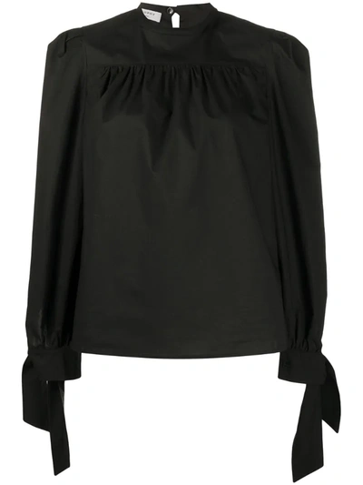 Philosophy Di Lorenzo Serafini Tie-cuffs Round-neck Blouse In Black