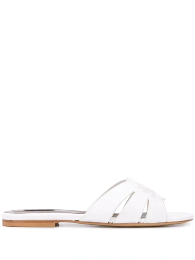 Pinko Bird Embroidered Sandals In White