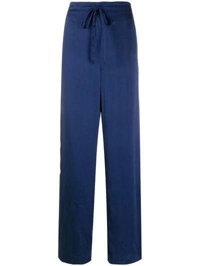 Beau Souci Drawstring Silk Trousers In Blue