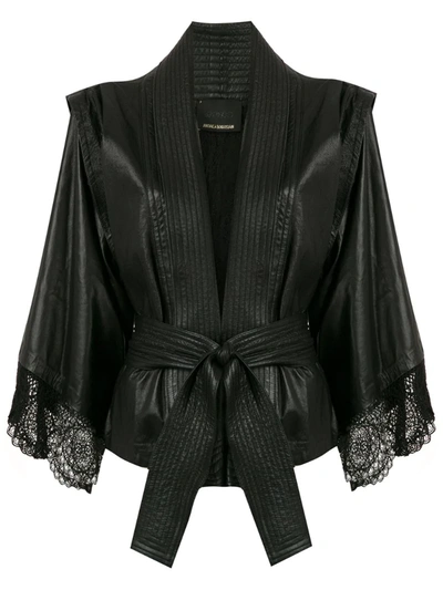 Andrea Bogosian Rufino Leather Kimono In Black