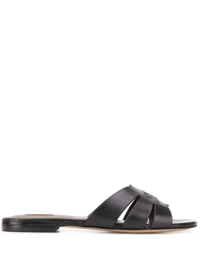 Pinko Bird Embossed Sandals In Black