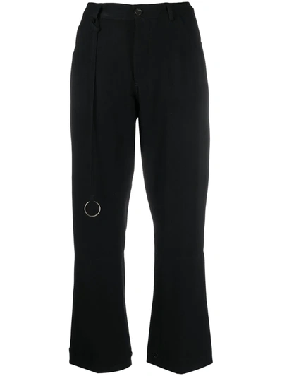 Ann Demeulemeester Cropped Bootcut Trousers In Black