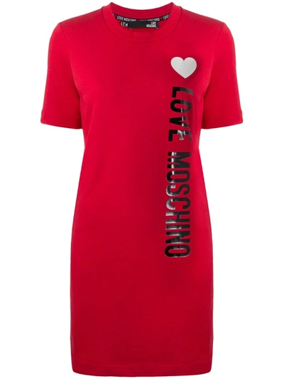 Love Moschino Side Logo T-shirt Dress In Red