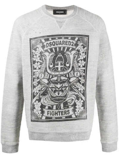 Dsquared2 Fighters Print Sweatshirt In Grey