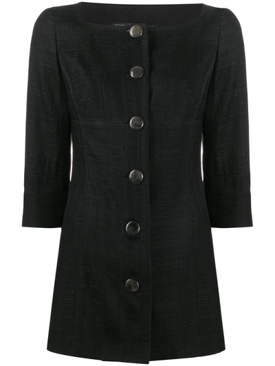 Pre-owned Gianfranco Ferre 1990s Scoop Neck Fitted Jacket In Black