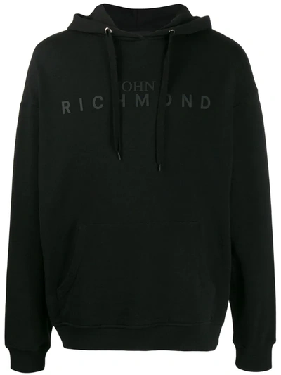John Richmond Logo Printed Pullover Hoodie In Black