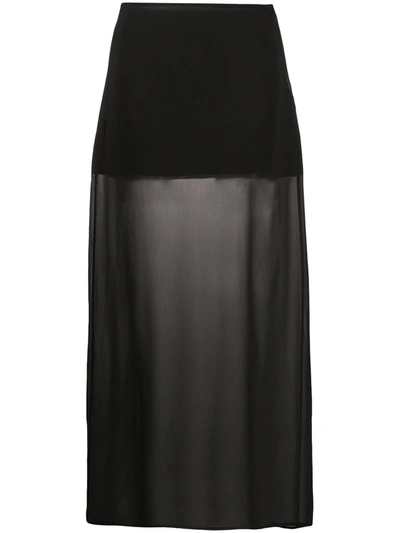 Pre-owned Jil Sander 1990s Semi-sheer Long Skirt In Black