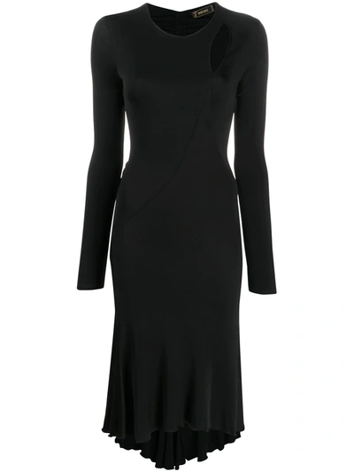 Pre-owned Versace 2000s Cut-out Detail Fitted Dress In Black