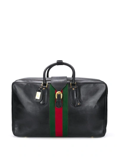 Pre-owned Gucci 1960s Sylvie Web Travel Bag In Black