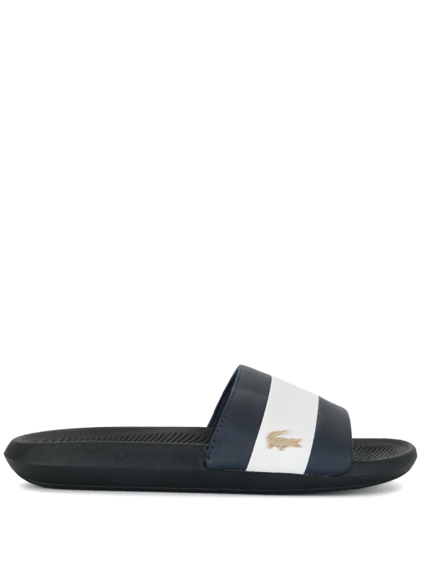 lacoste navy sliders