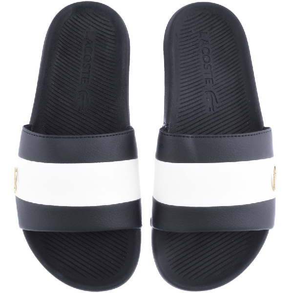 white lacoste sliders mens