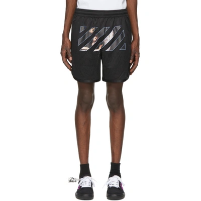 Off-white Photographic-print Mesh Track Shorts In Black