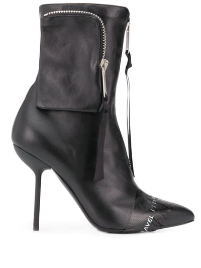 Ben Taverniti Unravel Project Logo-tape Ankle Boots In Black