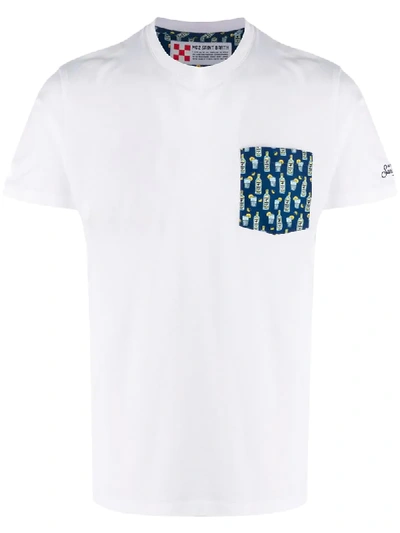 Mc2 Saint Barth Contrast Chest Pocket T-shirt In White