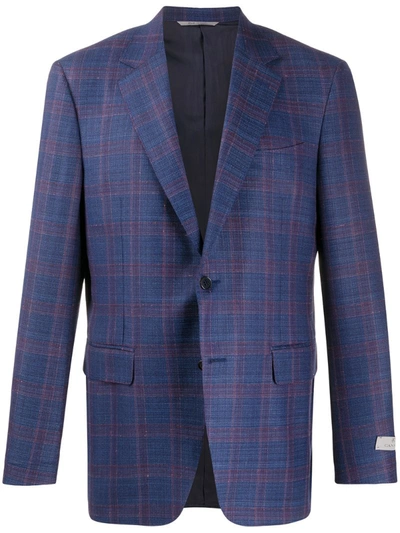Canali Single-breasted Plaid Blazer In Blue