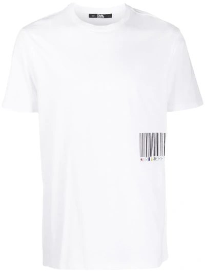 Karl Lagerfeld Pixel Barcode Logo T-shirt In White