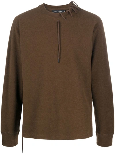Craig Green Lace-detail Sweatshirt In Brown