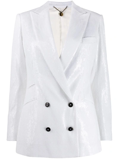 Maurizio Miri Oversized Sequin Embroidered Blazer In White