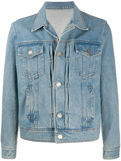 Juunj Pleated Front Denim Jacket In Blue