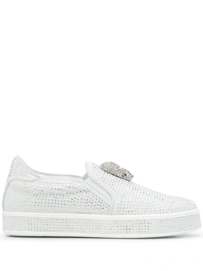 Philipp Plein Crystal-embellished Slip-on Trainers In White