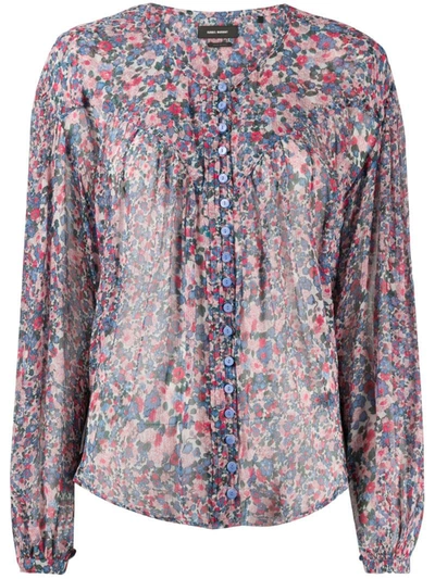 Isabel Marant Orionea Floral-print Silk-georgette Blouse In Blue