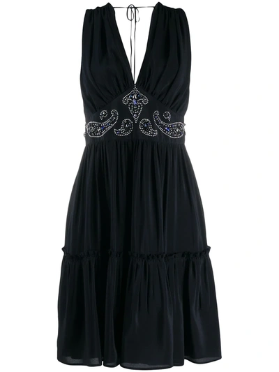 Golden Goose Silk Dress With Texas-style Details In Midnight