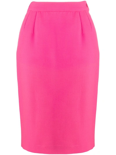 Pre-owned Saint Laurent 1990s High-rise Pencil Skirt In Pink
