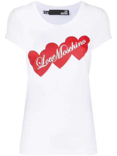 Love Moschino Printed Stretch-cotton Jersey T-shirt In White