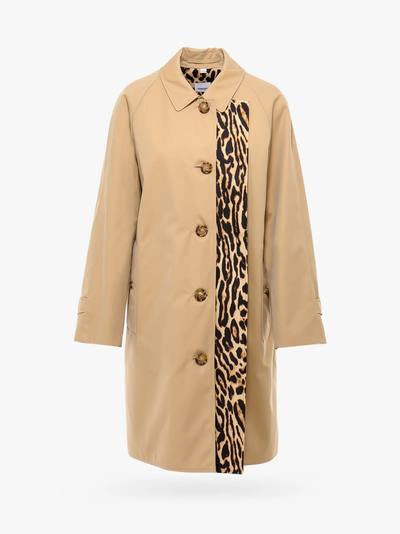 Burberry Leopard Print Lining Cotton Trench Coat In Beige