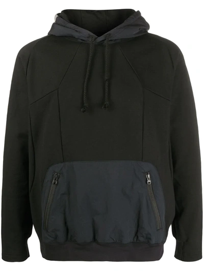 White Mountaineering Contrast Fitted Hoodie In Black